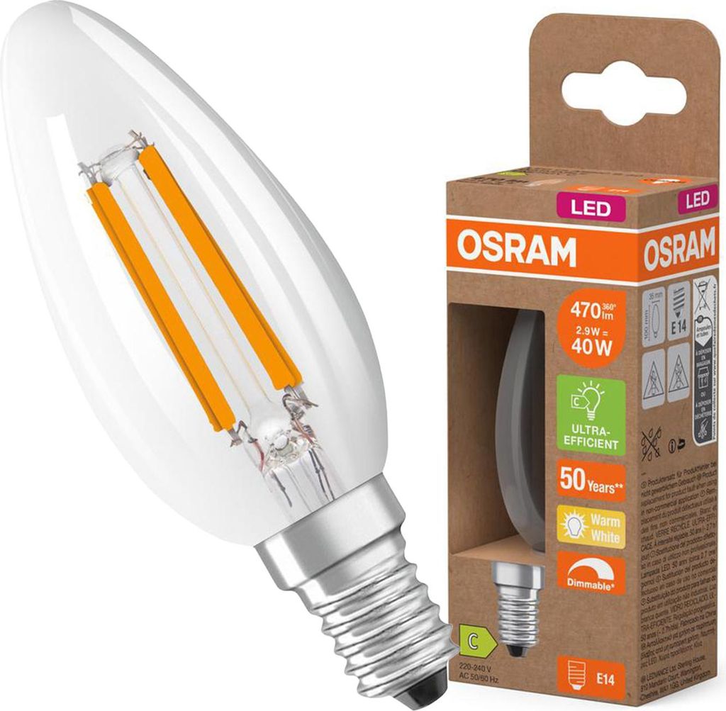Osram AC45266, 2,9 W, 40 W, E14, 470 lm, 50000 h, Ciepłe Zdjęcie produktu 