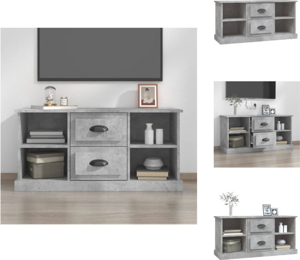 vidaXL TV-Schrank Betongrau 99,5x35,5x48 cm Holzwerkstoff - TV-Möbel
