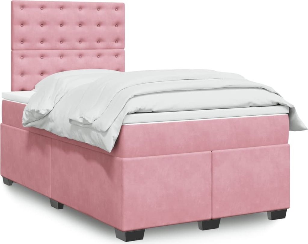 (NEU 2026) Boxspringbett mit Matratze, Doppelbett moderne, Rosa 120x190 cm - Samt - Klassische Betten - 82.83 kg
