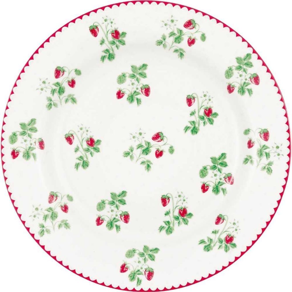 Greengate Teller BERRY Weiß mit Erdbeeren 20 cm Kuchenteller Porzellan
