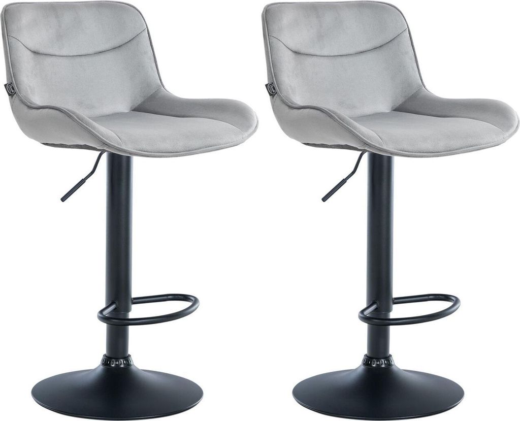 2er Set Barhocker Vonore Samt schwarz grau