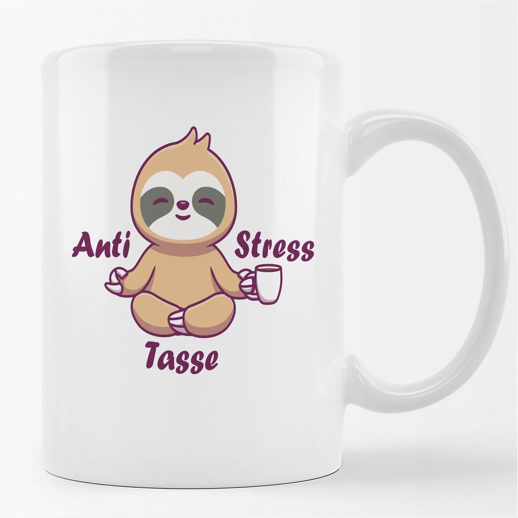 Huuraa Kaffeetasse Anti Stress Tasse Faultier Geschenk Tasse Weiß 330ml Anti Stress Tasse Faultier Präsent