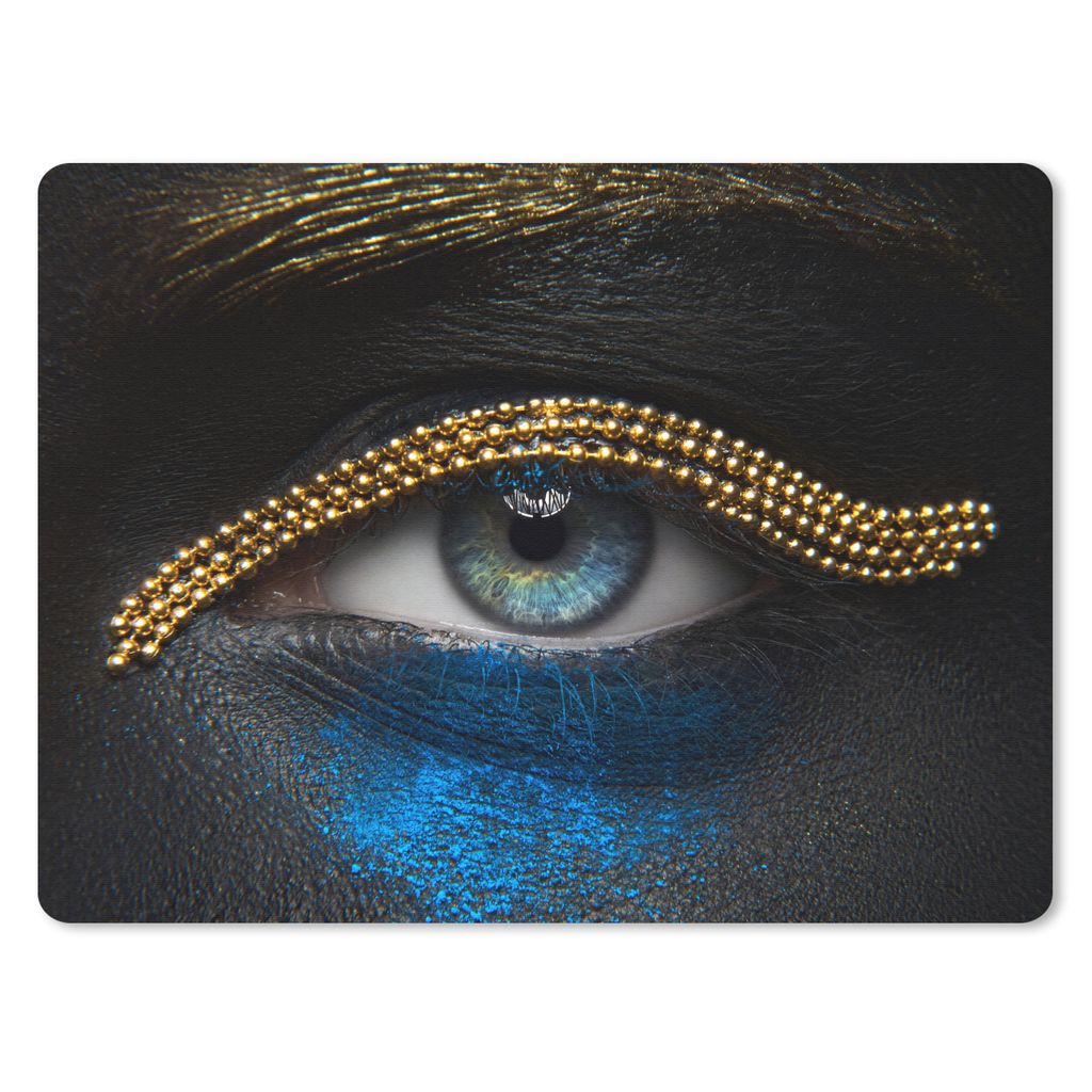 MuchoWow Mauspad Mousepad Frau - Augen - Make-up - Luxus - Gold 23x19 cm - Mousepads - Maus Mat - Pad - Mausunterlage - Schreibtischunterlage - M...