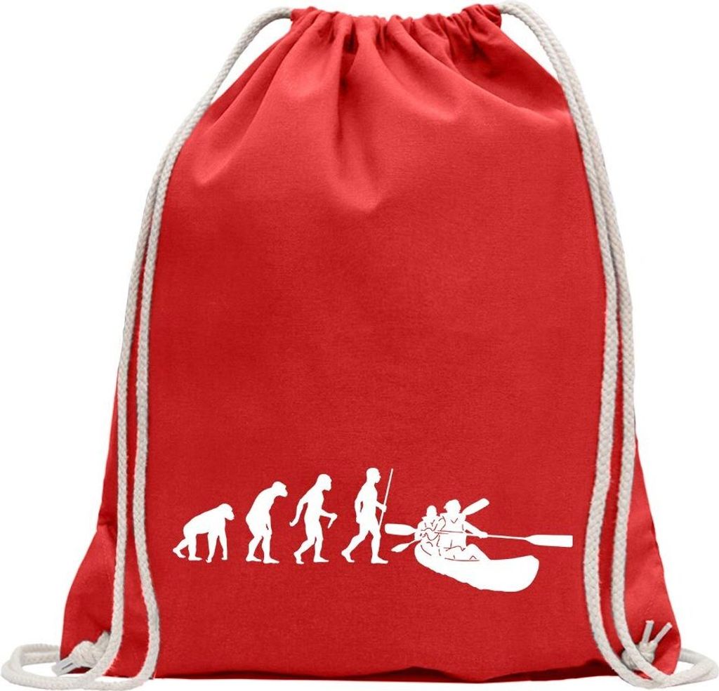 Kiwistar - Turnbeutel - rot - Kanu Kajak Evolution - Fun Rucksack Sport Beutel Gymsack Baumwolle mit Ziehgurt