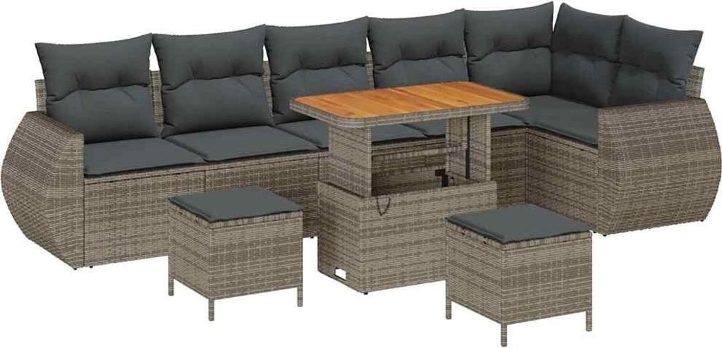 Gartensofa-set 9 pcs Grau Poly-Rattan