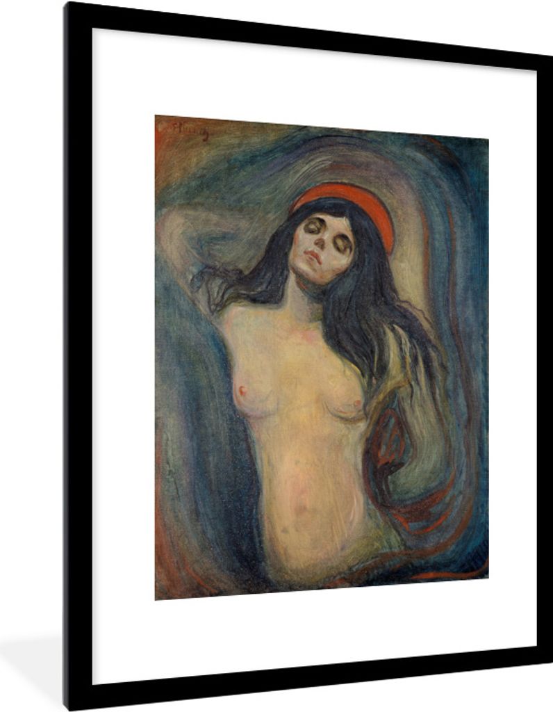 MuchoWow MuchoWow Gerahmtes Poster Madonna - Edvard Munch 60x80 cm - Poster mit zchwarzem Bilderrahmen - Wohnzimmer - Dekorationen - Prämie
