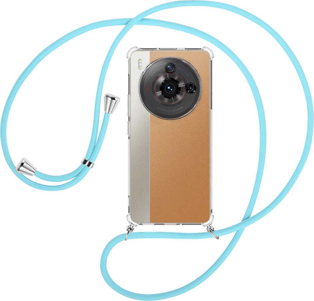 Handykette Backcover-Schutzhülle mit Band (Metall silberfarben) für ZTE nubia Z50S Pro (NX713J) - himmelblau