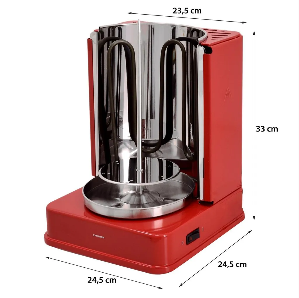 Rôtissoire à kebab Syntrox Germany 1400W rouge avec accessoires inclus - 8