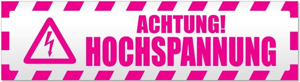 Kiwistar - Autoaufkleber - Pink - 45 x 12 cm - Achtung Hochspannung gestreift - Hinweis Aufkleber Sticker für Auto, Kfz, Fahrrad, PKW, LKW