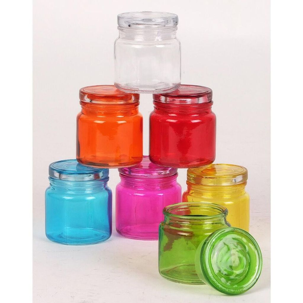 12x Vorratsglas bunt/klar Vorratsgefäß Küche Haushalt Aufbewahrung wohnen 125 ml