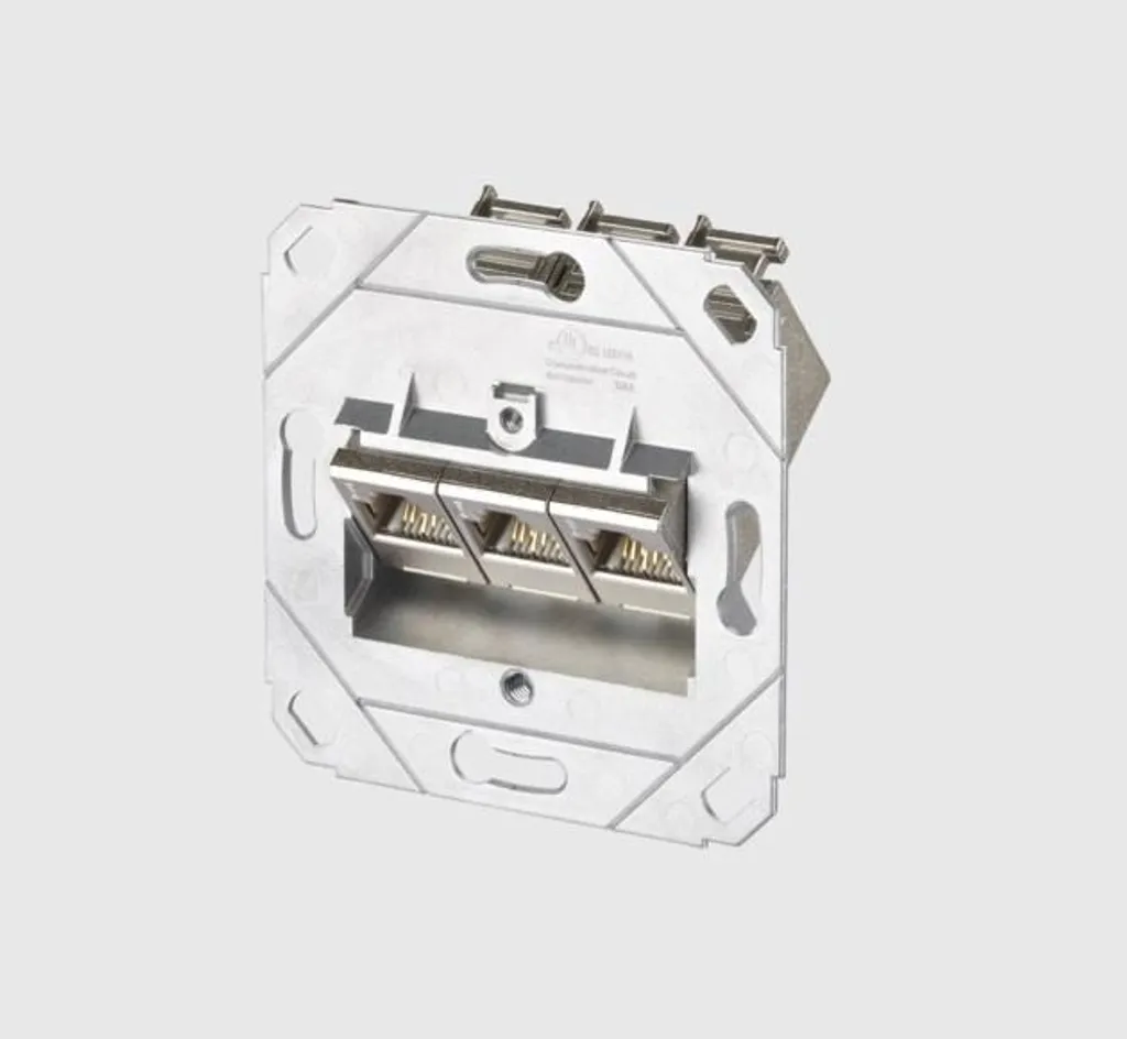 Prise réseau triple RJ45 Cat.6A Metz Connect E-DAT Modul encastrable