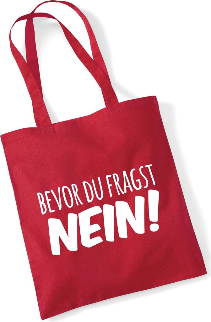 Huuraa Jutebeutel Bevor du fragst Nein Schriftzug 10 Liter Classic Red Baumwolle Tasche Geschenkidee