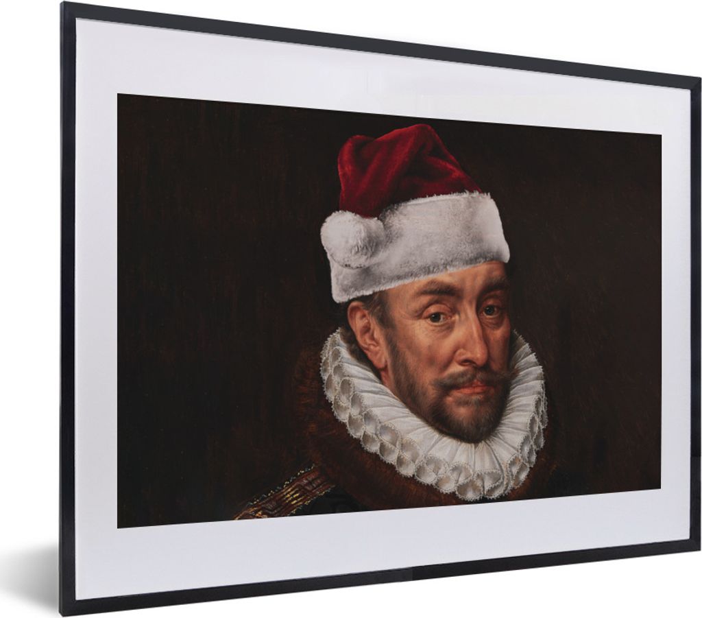 MuchoWow Gerahmtes Poster Wilhelm von Oranien - Adriaen Thomasz - Weihnachten 40x30 cm - Poster mit Schwarzem Bilderrahmen Wandposter Rahmen Foto...
