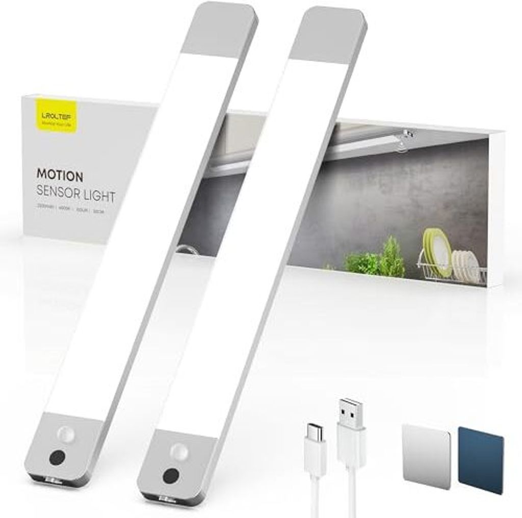 Schrankbeleuchtung LED Lampe Handwellenbewegungssensor - 30 cm 2200 mah Licht unter Einheit Küche Dimmbare Showcase Treppenstreifen Magnetisch | Pack