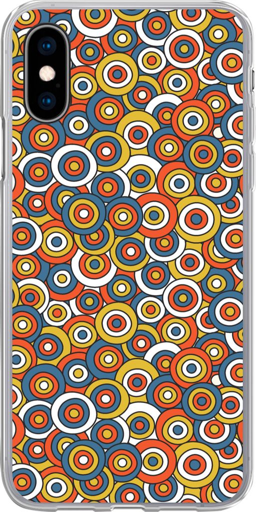 MuchoWow Handyhülle Schutzhülle Hülle für Telefoonhoesje iPhone X Muster - Retro - Kreis Silikon Softcase Handy Hülle - Handyhülle