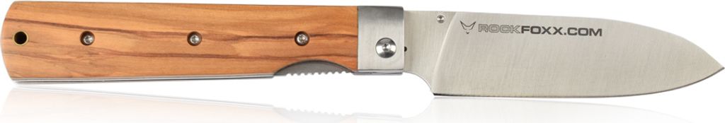 ROCKFOXX Klappmesser "Santoku" mit rostfreier Stahlklinge und Olivenholz Griff