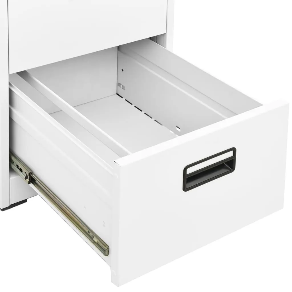 Classeur de bureau vertical en acier blanc avec 4 tiroirs sécurisés