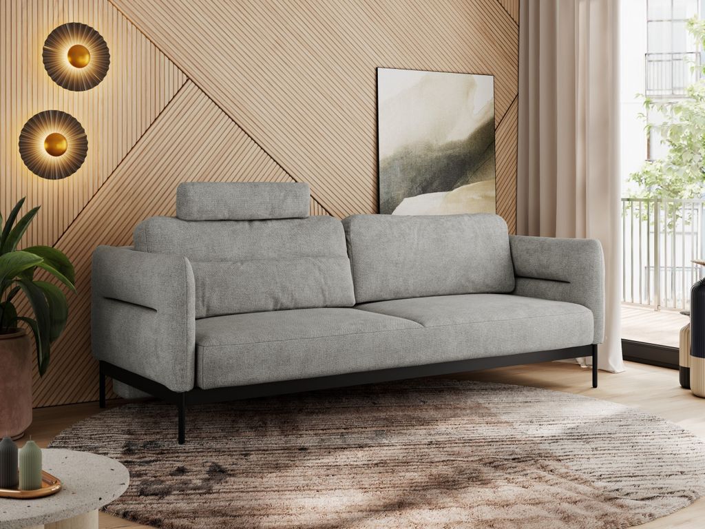 MKS MEBLE 3 Sitzer sofa mit Schlaffunktion Schlafsofa mit Metallgestell Couch mit Schlaffunktion Bettsofa mit Großer Liegefläche von 200 L × 140...