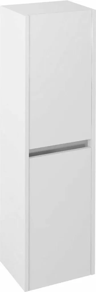 NIRONA Armoire haute 35x140x30cm blanc avec 2 portes réversibles