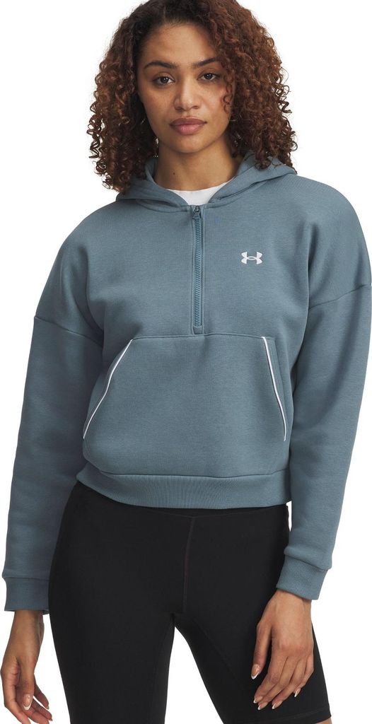 Under Armour Rival Flc Piped Hz Hoodie - jasper blue, Größe:S
