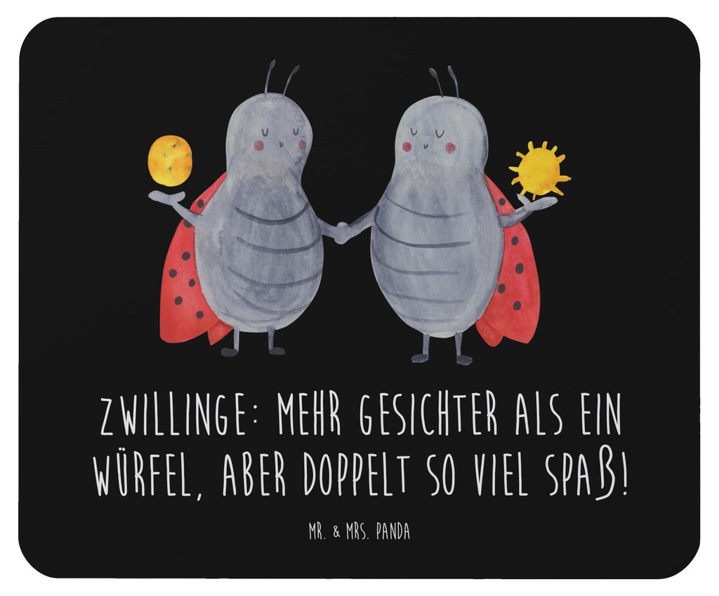 Mr. & Mrs. Panda Mauspad Zwillinge Spaß - Schwarz - Geschenk, laptop, Tierkreiszeichen, Mouse Pad, computer, Vielseitigkeit, Zitat, Geschenke Astr...