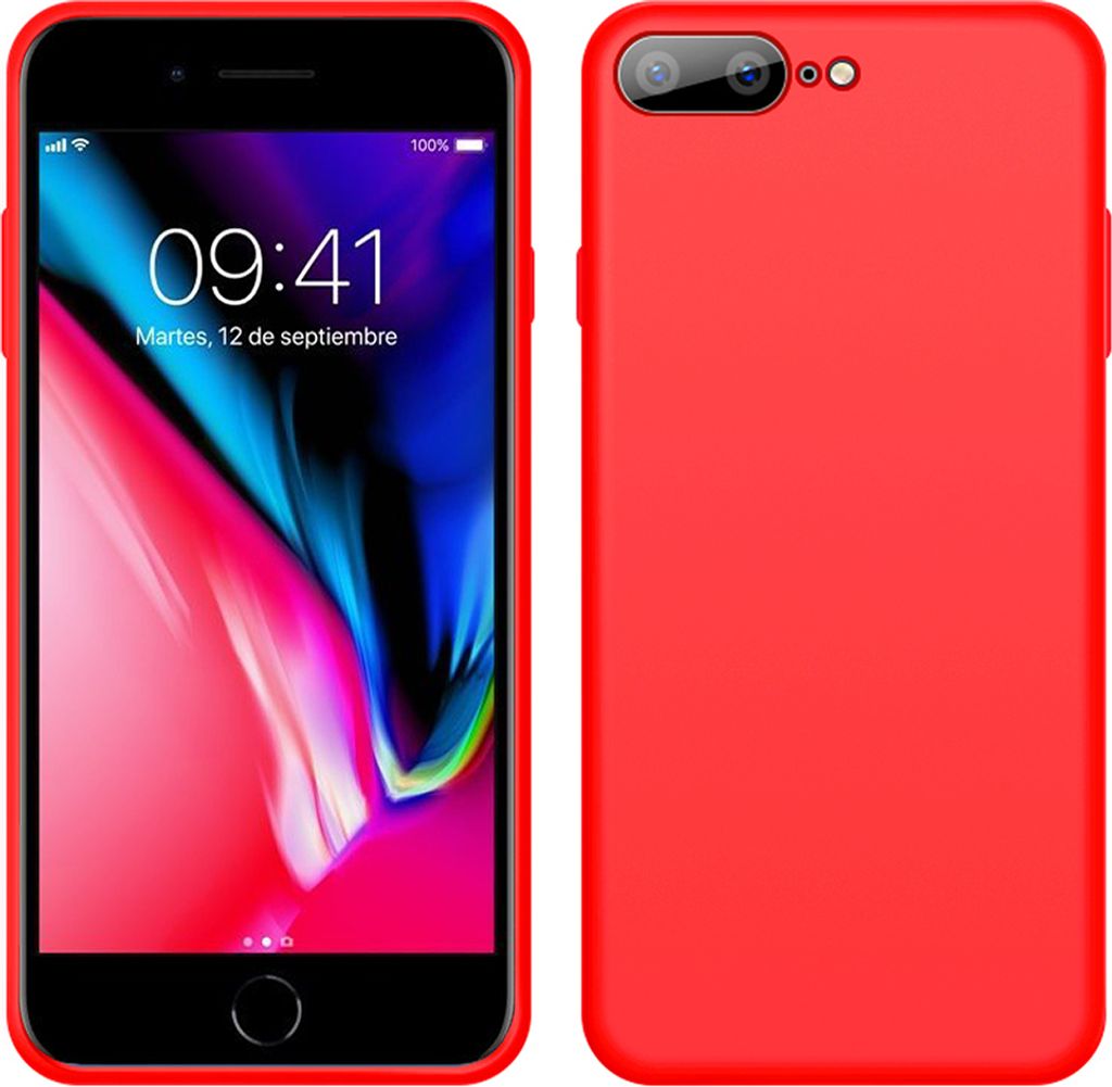 iPhone 8 Plus Hülle, LaimTop Slim Flüssig Silikon Soft Gel Gummi Stoßfest Kratzfest Schutzhülle für iPhone 7 Plus / 8 Plus Rot