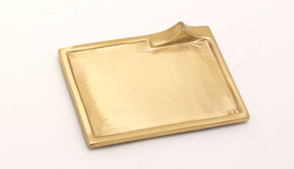 Kerzenteller, Dekoteller rechteckig Messing Gold matt satiniert (Innen 9 x 6 cm)