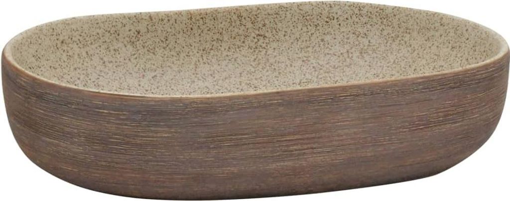 vidaXL Aufsatzwaschbecken Sandfarben Braun Oval 59x40x14 cm Keramik