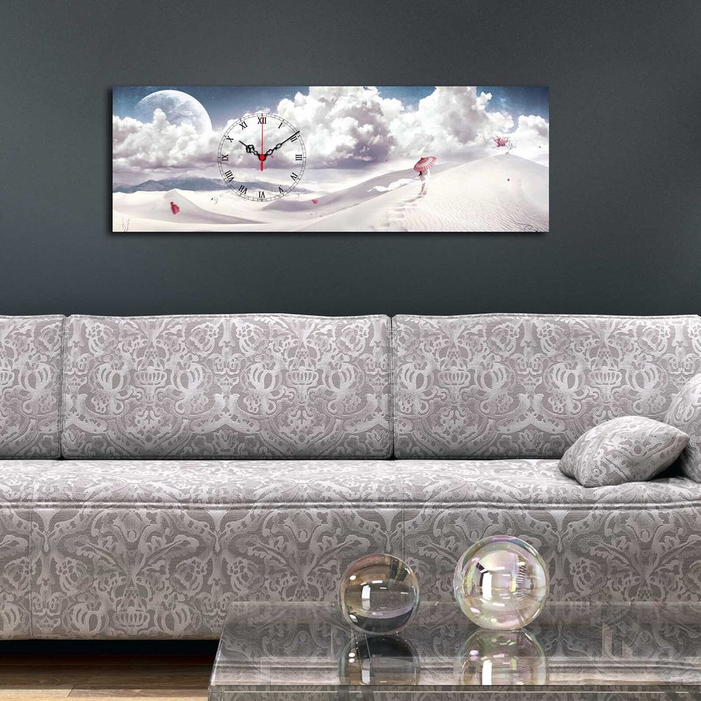 Opviq, 3090CS- CTY1632, Bunt, Wanduhren, 30 x 90, 100% Wildleder -Leinwand