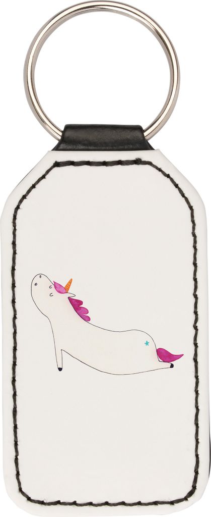 Mr. & Mrs. Panda Schlüsselanhänger Einhorn Yoga - Weiß - Geschenk, anhänger für schlüssel, Witzig, Taschenanhänger, Sport, Mit Spruch, Achts...