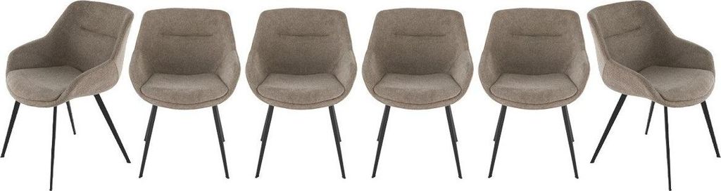 SIGNATURE - Set mit 6 Bridge-Sesseln aus taupefarbenem Stoff L64 cm - COLOMBE