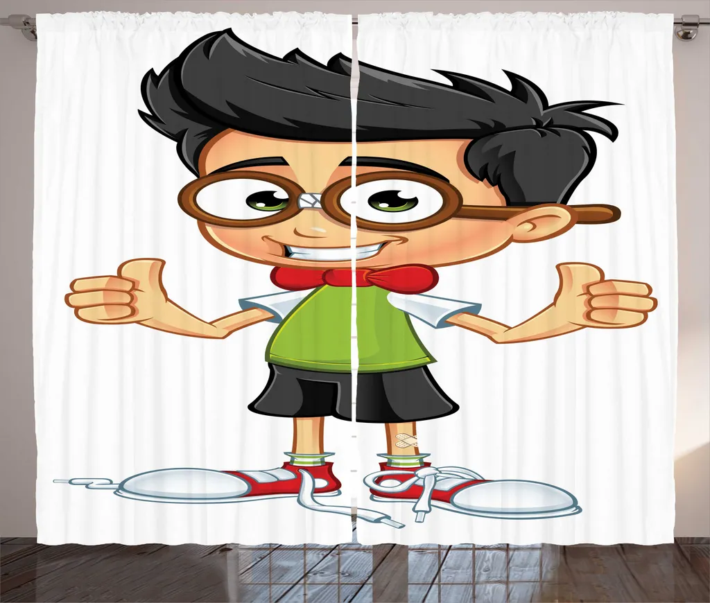 Rideau anti-reflet pour salon, Design Geek Boy 280x225 cm avec attaches
