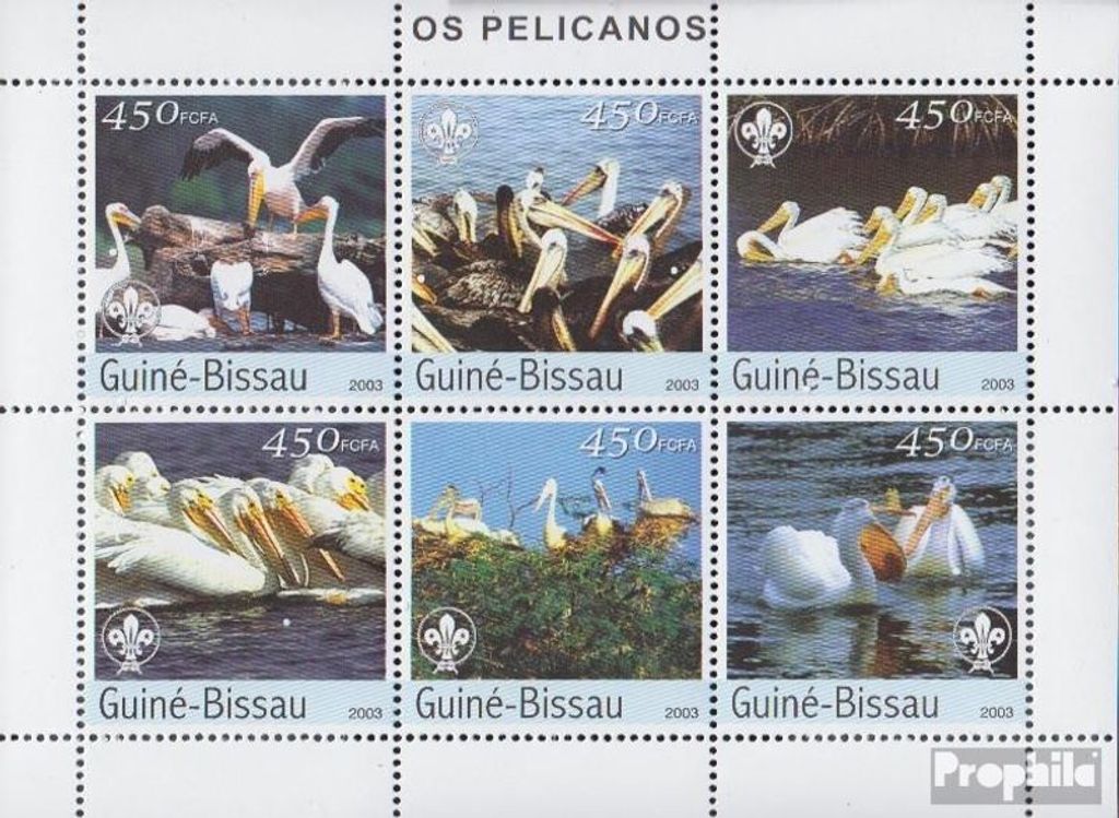 Briefmarken Guinea-Bissau 2003 Mi 2464-2469 Kleinbogen (kompl.Ausg.) postfrisch Pelikane
