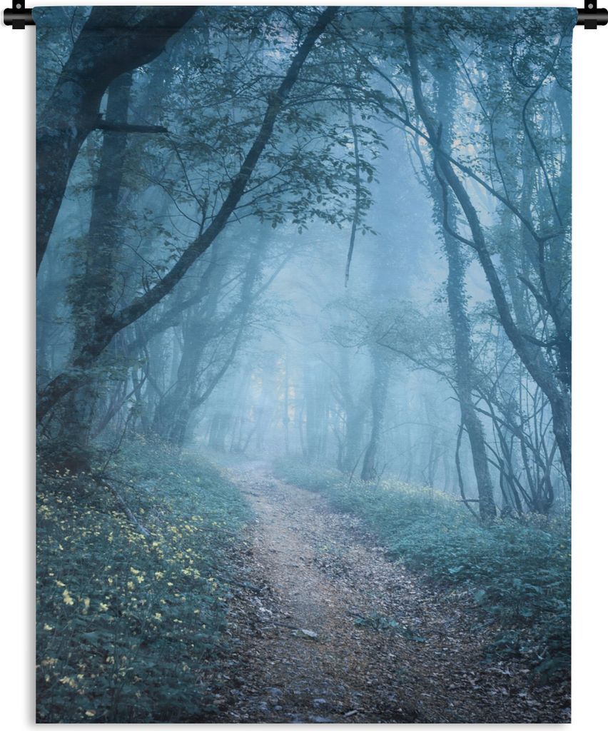 MuchoWow Wandteppich Wandbehang Bäume - Natur - Nebel 150x200 cm Tapisserie Dekoration Wandtuch - Wandaufhängung - Moderner