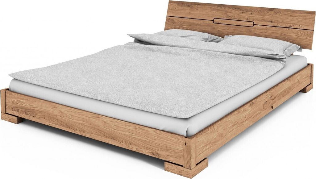Bett Bento 13 Wildeiche massiv bianco 140x200 cm mit Produktbild 