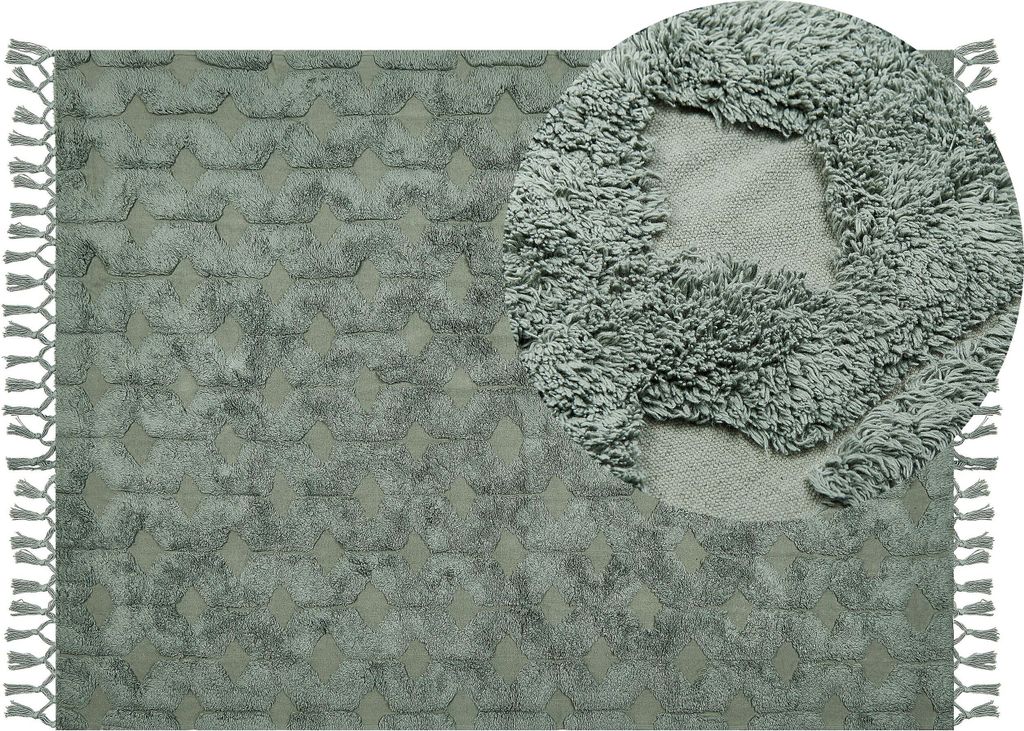 BELIANI Dywan zielony bawełniany 140 x 200 cm Zdjęcie produktu 