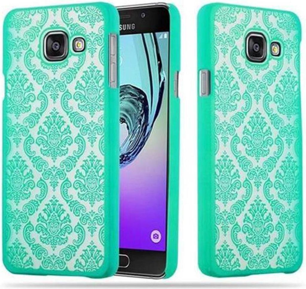 Cadorabo Hülle für Samsung Galaxy A3 2016 Schutz Hülle in Grün Hard Case Schutzhülle Blumen Etui Handyhülle