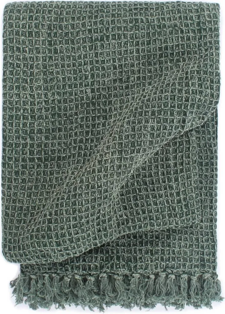 Lancio in Cotone 125x150 cm Verde Scuro | Plaid Divano Artigianale