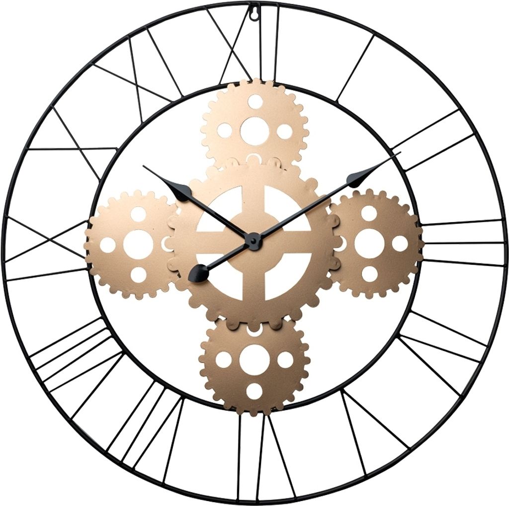 Wanduhr - Goldgelb - Schwarz - Ø 70 cm - Metall