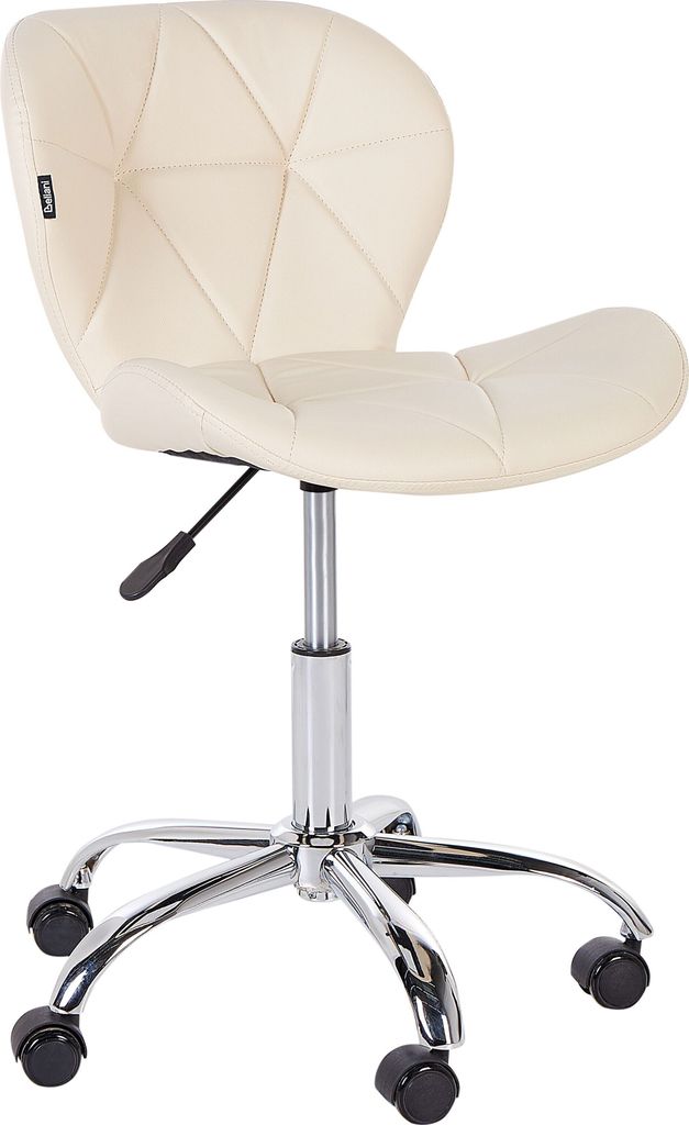 BELIANI Arbeitshocker Beige Kunstleder mit Rollen Höhenverstellbar Drehbar Arbeitsstuhl Modern Sitzmöbel Büro Kinderzimmer Jugendzimmer Ausstattung