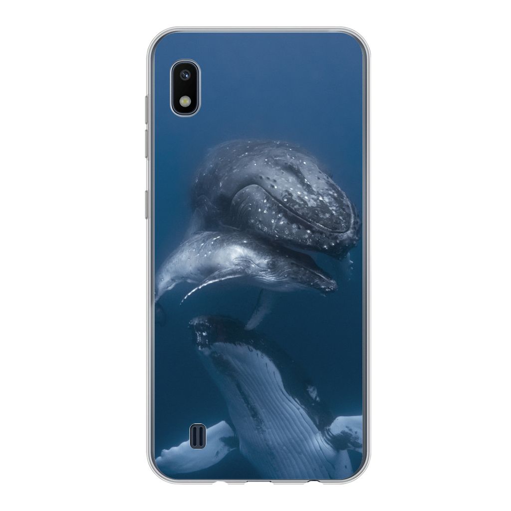 MuchoWow Handyhülle Schutzhülle Hülle für Samsung Galaxy A10 Wale - Meer - Familie Silikon Softcase Handy Hülle - Schutzhülle