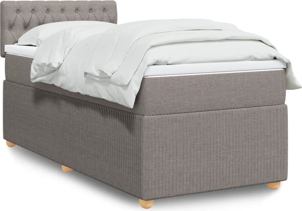 "im Angebot" Boxspringbett mit Matratze, Polsterbett moderne, Taupe 100x200 cm Stoff - Klassische Betten A160