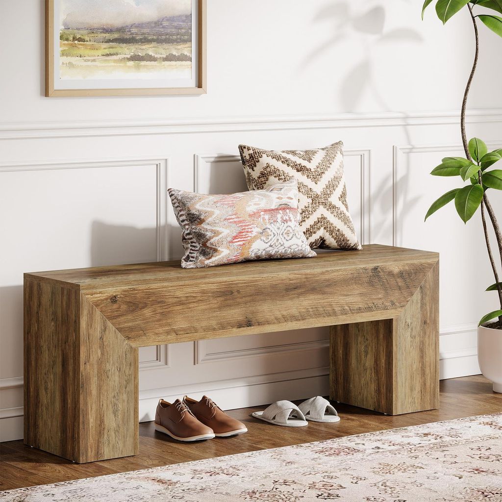 Tribesigns: Panca d'ingresso in legno, stile rustico, alta Immagine del prodotto 