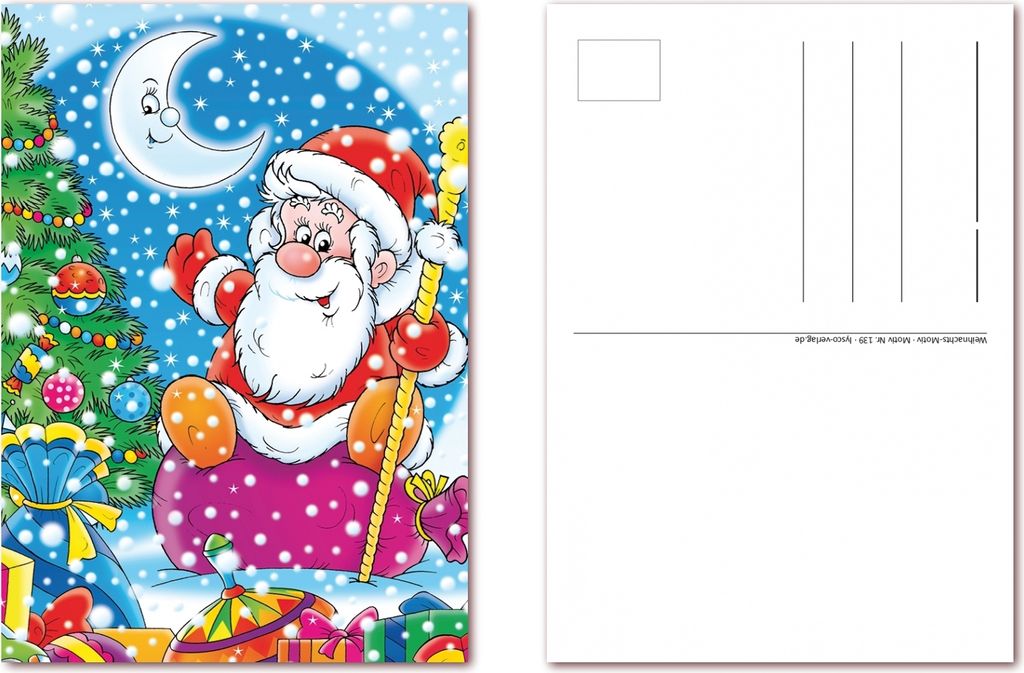 12 Stück Postkarten Weihnachten Weihnachtsmann Ansichtskarten im DIN A6 Format ( PKT-139 )