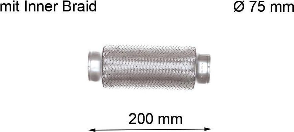 Linkes flexibles Rohr, Auspuff sy d=90mm l=200mm