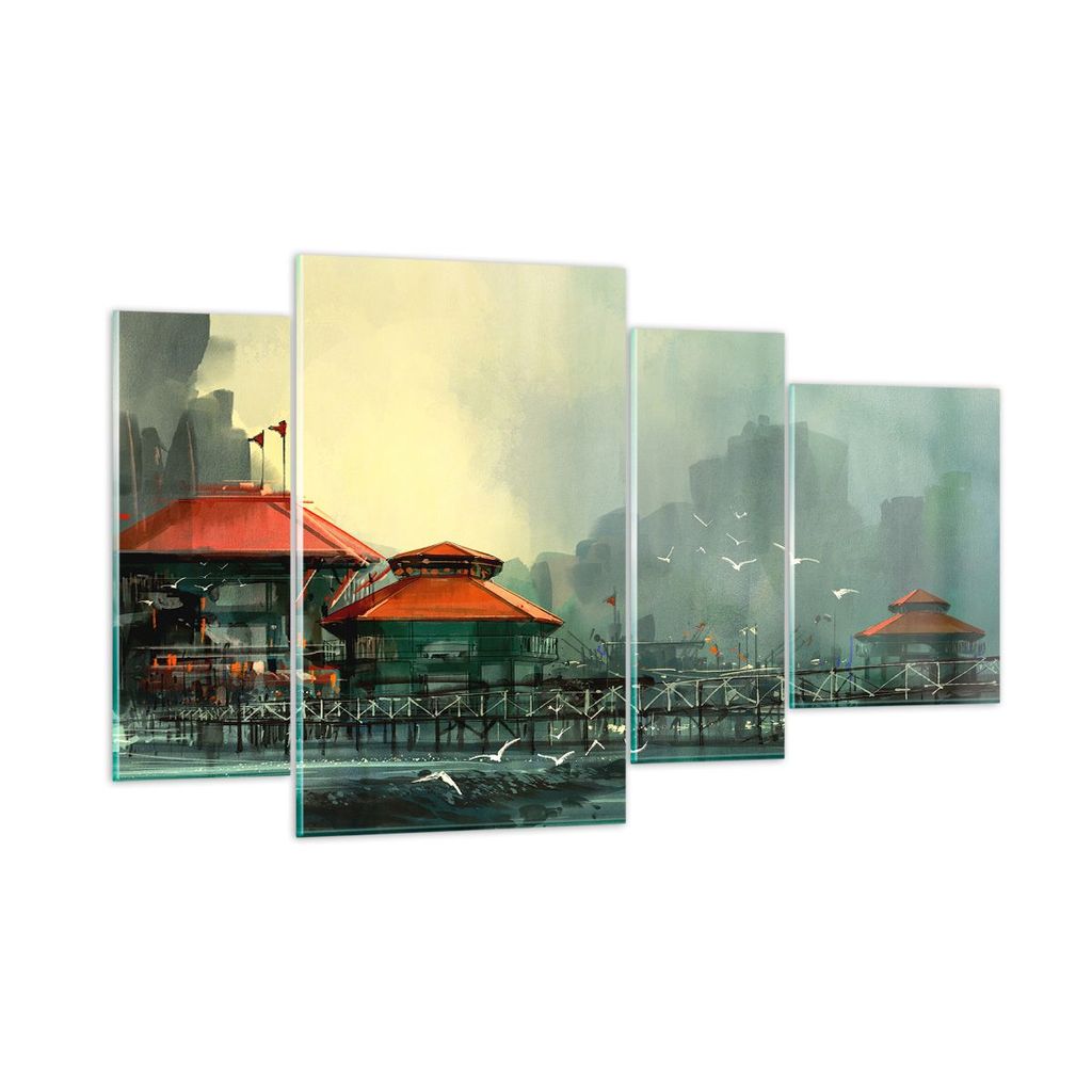 Bilder auf glas - Meer Ufer Möwe - 120x70cm - Glasbilder - Wandbilder - Kunstdruck - zum Aufhängen bereit - Wanddekoration aus Glas - Glas Bilder...