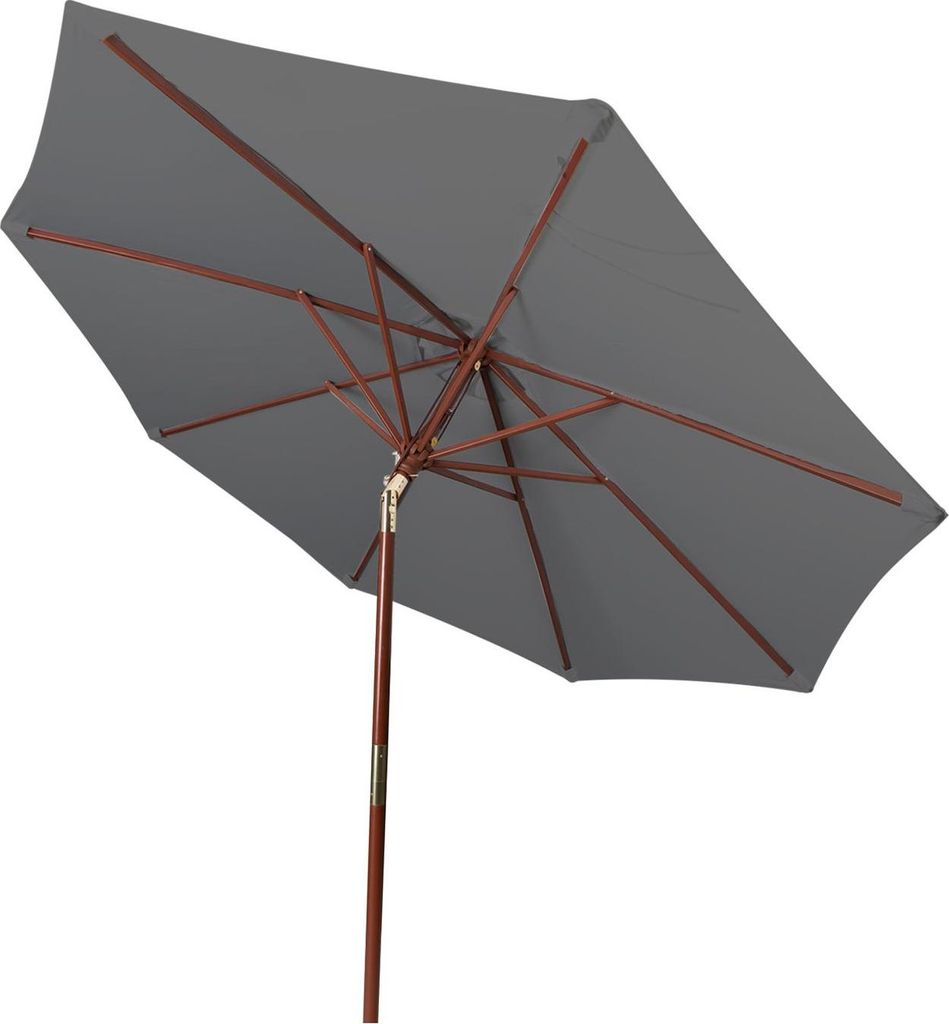 paramondo paramadera Holz-Sonnenschirm knickbar, 3 m, rund, grau wasserabweisend, UV-Schutz, Premium Hartholz für Garten & Terrasse
