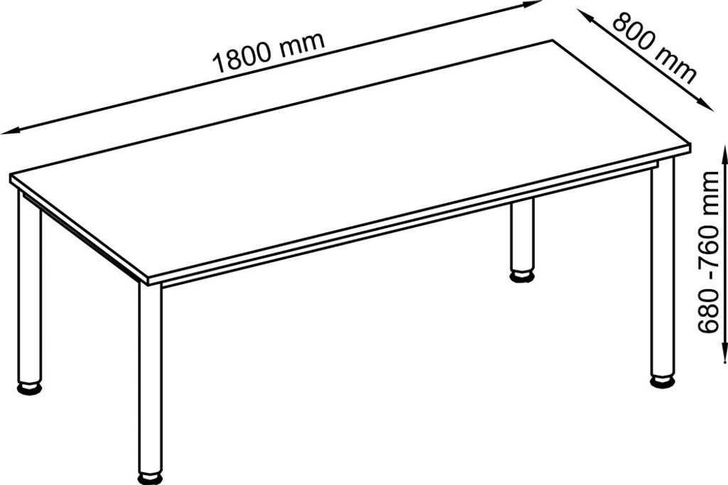 Scrivania HS19, 180 x 80 cm Immagine del prodotto 