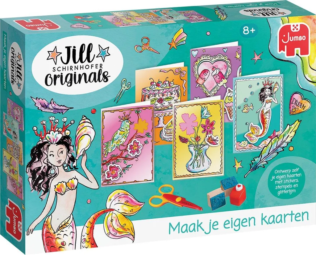Coffret Tampons Jill Jumbo avec Encre Multicolore pour Cartes DIY 8+