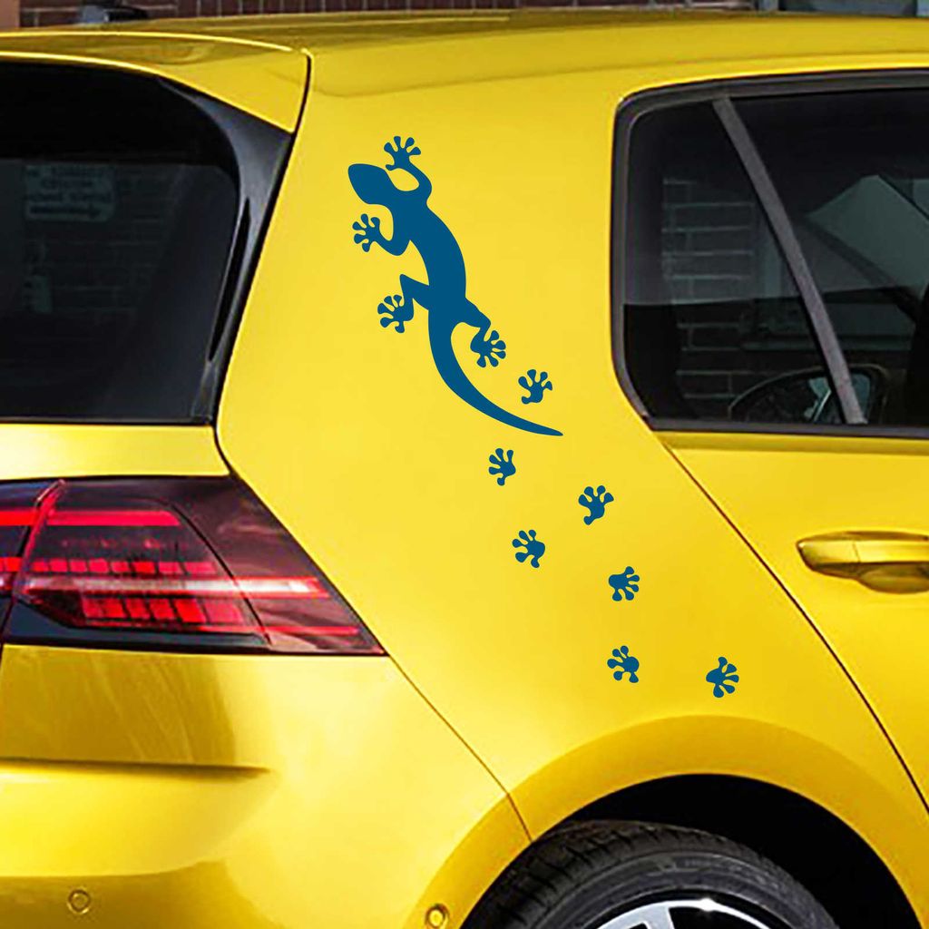 Aufkleber - Autoaufkleber-Set Gekko Spuren 2 Stk. je" 50cm x 11cm Signalblau - Tuning Carystyling Heckscheibe Auto